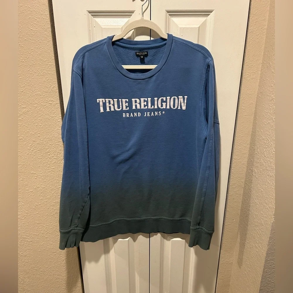 True‎ Religion Federal Blue Ombré Sweatshirt , size XL